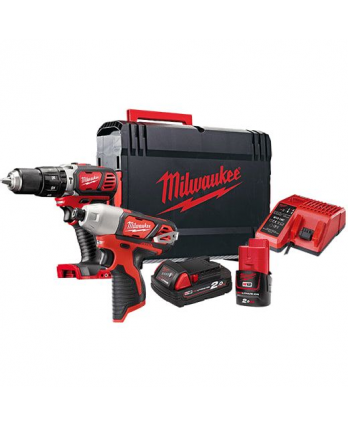 MILWAUKEE Mixed M12 and M18 Cordless Combo Drill Kit: M12 Impact Driver and M18 Hammer Drill Driver M1218BPP2L-202X